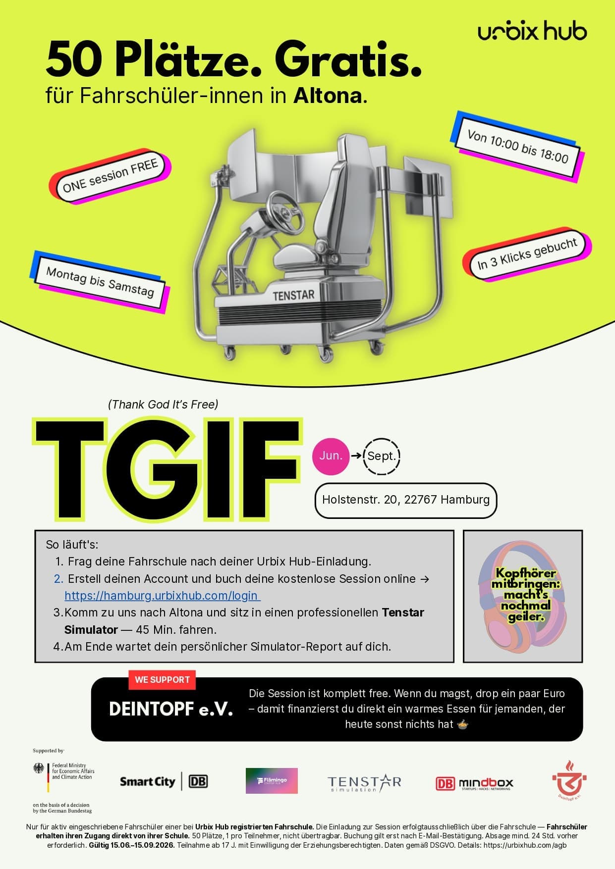 TGIF – 50 Plätze. Gratis.